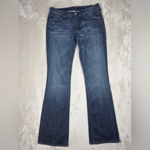 7 for All Mankind Flynt Dojo Style Gold Embroidered Pockets Bootcut Jeans 28 - Picture 4 of 16